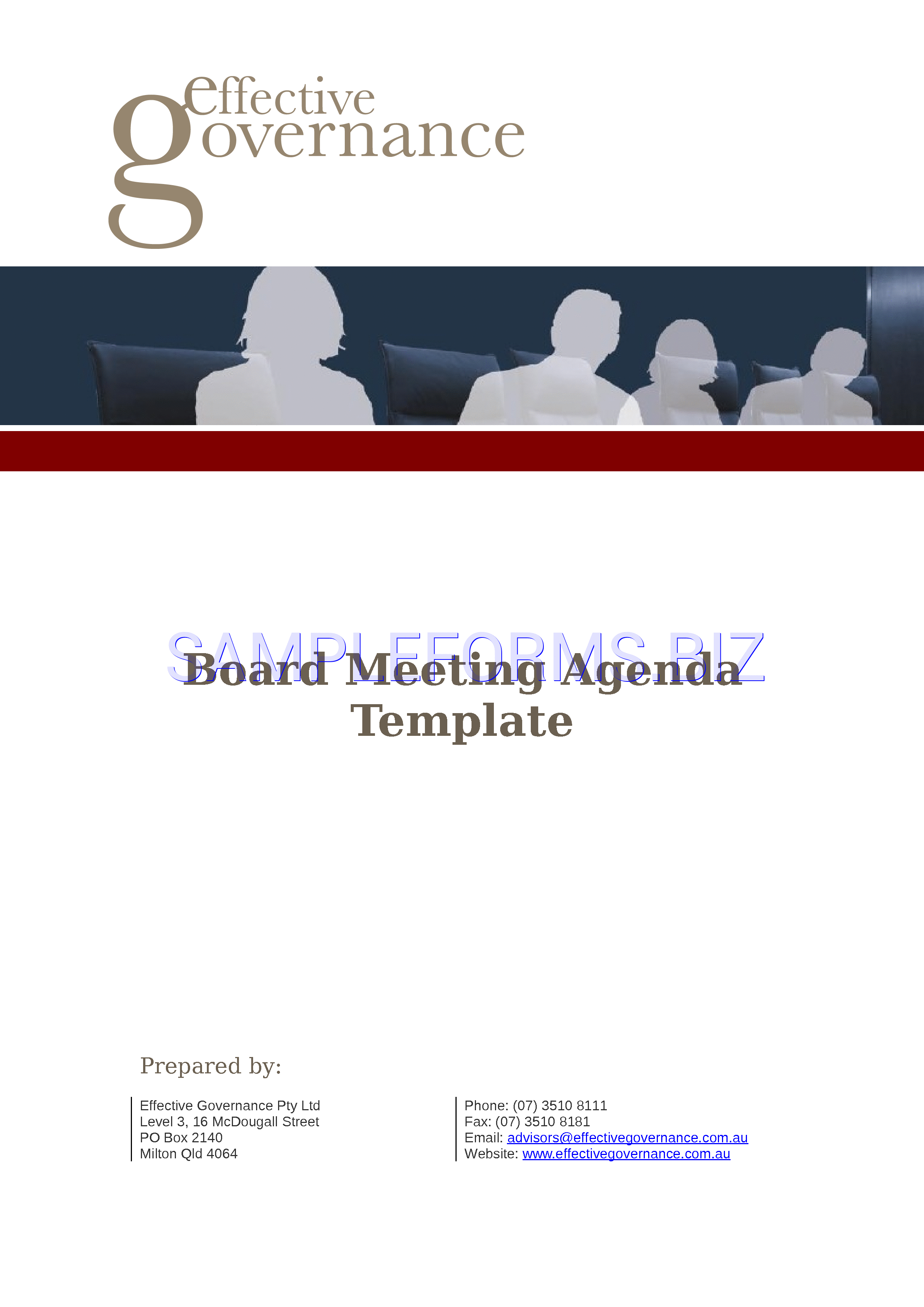 Preview free downloadable Board Meeting Agenda Template 2 in PDF (page 1)